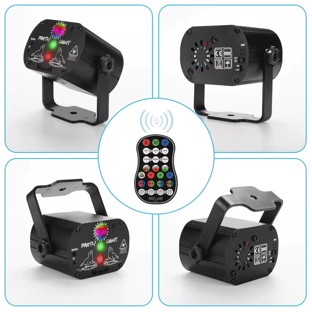 Projecteur LED  avec lumière laser RGB et télécommande
