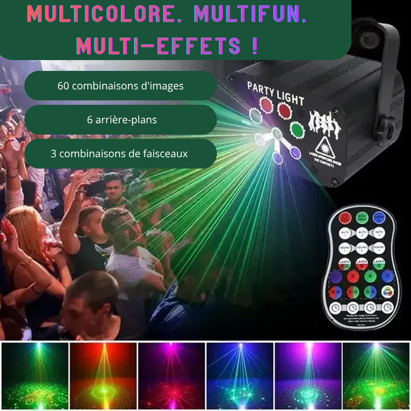 Projecteur LED  avec lumière laser RGB et télécommande