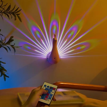 Lampe murale LED Paon – Projection décorative pour la maison